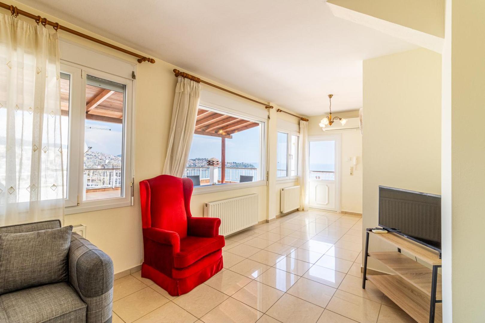 Finas Penthouse,Private Terrace,Great View,Mins From Sea Apartment Kavála Luaran gambar
